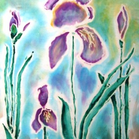 Irises on Silk - Jackie Coldrey